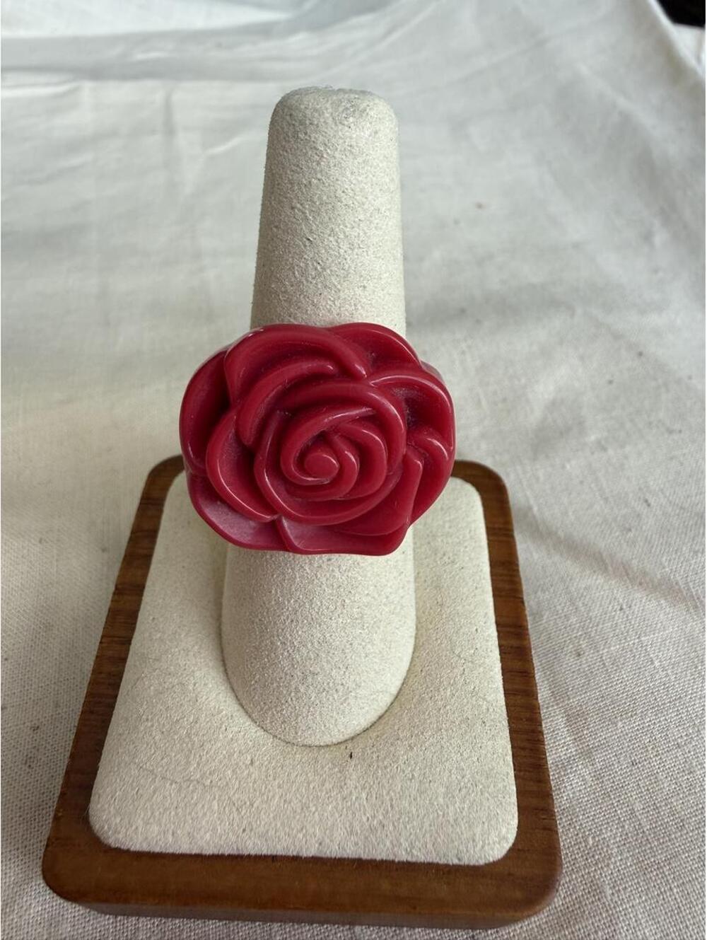 Hot Pink Carved Rose Statement Ring